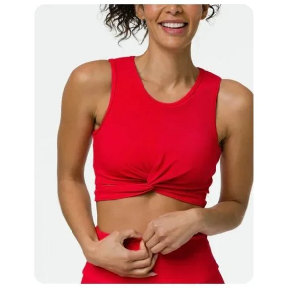 Onzie Tops - Onzie Red Ribbed Twist Sleeveless Crop Tank Top sz S/M